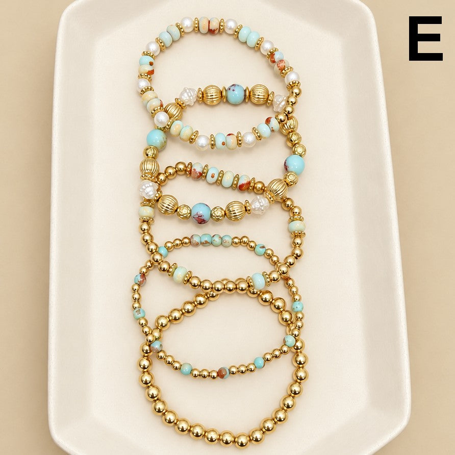 Gold-Tone Mixed Beaded Stretch Bracelet Set | 40B5250