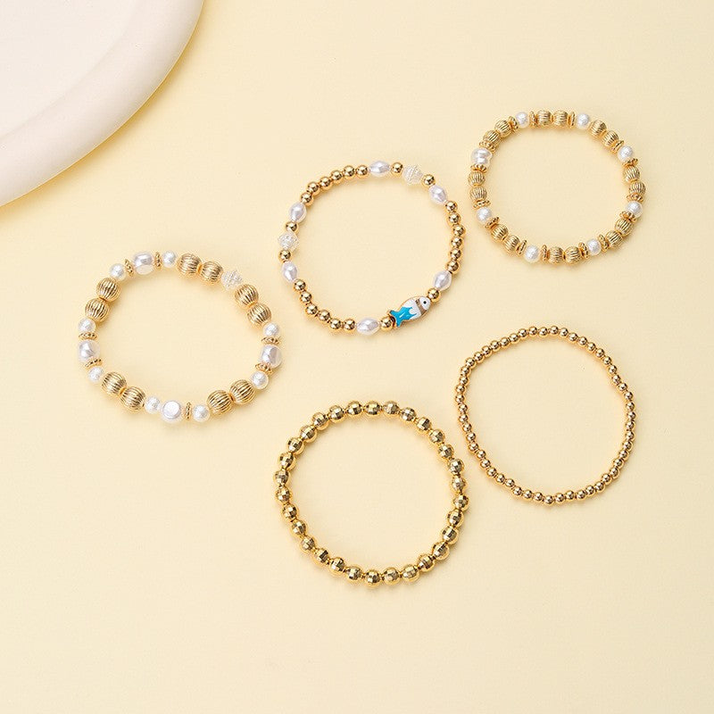 Gold-Tone Mixed Beaded Stretch Bracelet Set | 40B5250