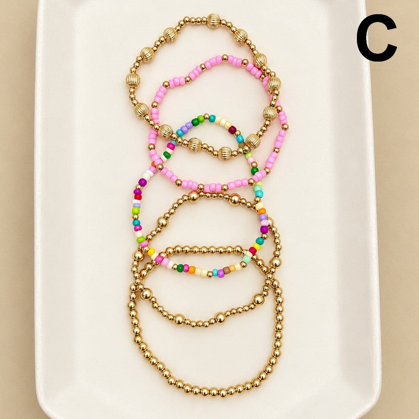 Gold-Tone Mixed Beaded Stretch Bracelet Set | 40B5250