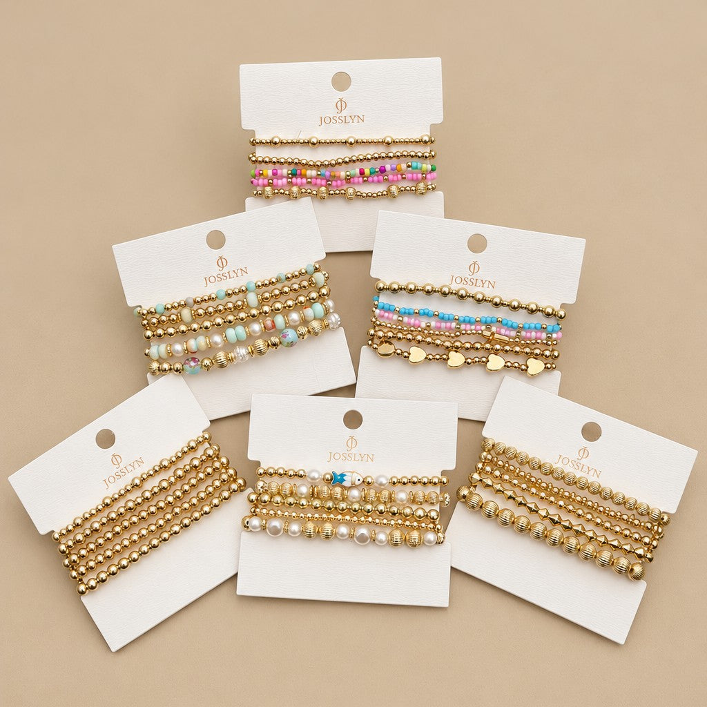 Gold-Tone Mixed Beaded Stretch Bracelet Set | 40B5250