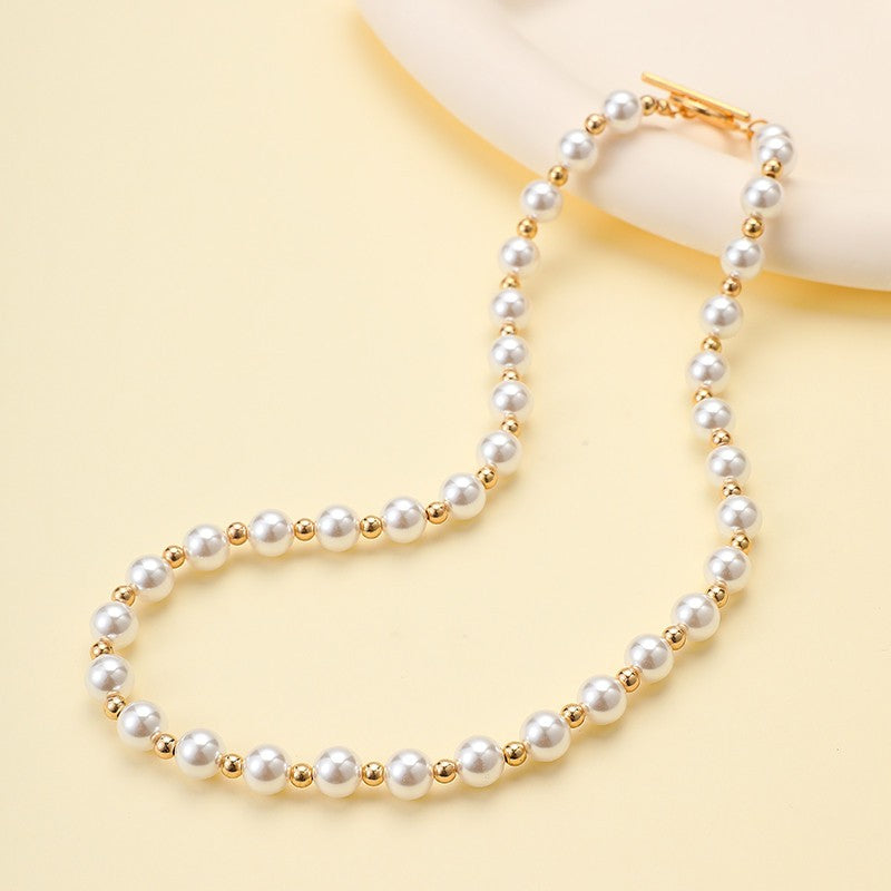 Classic Pearl Beaded Toggle Closure Necklace | 40NK9792