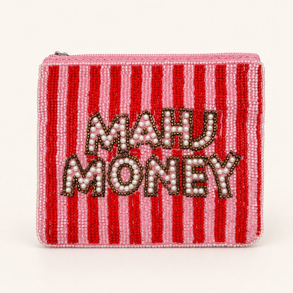 "MAHJONG" STRIPED BEAD POUCH COIN PURSE | 40P659