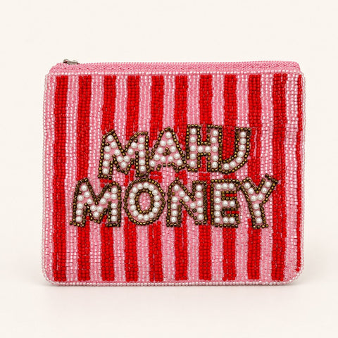 "MAHJONG" STRIPED BEAD POUCH COIN PURSE | 40P659