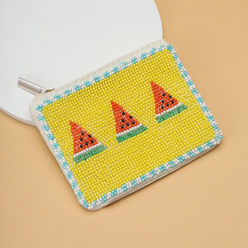 FRUIT SEED BEAD POUCH COIN PURSE | 40P655