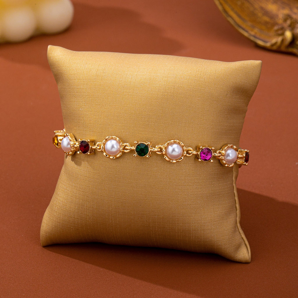 Multicolor Crystal & Pearl Tennis Bracelet | 80B1905