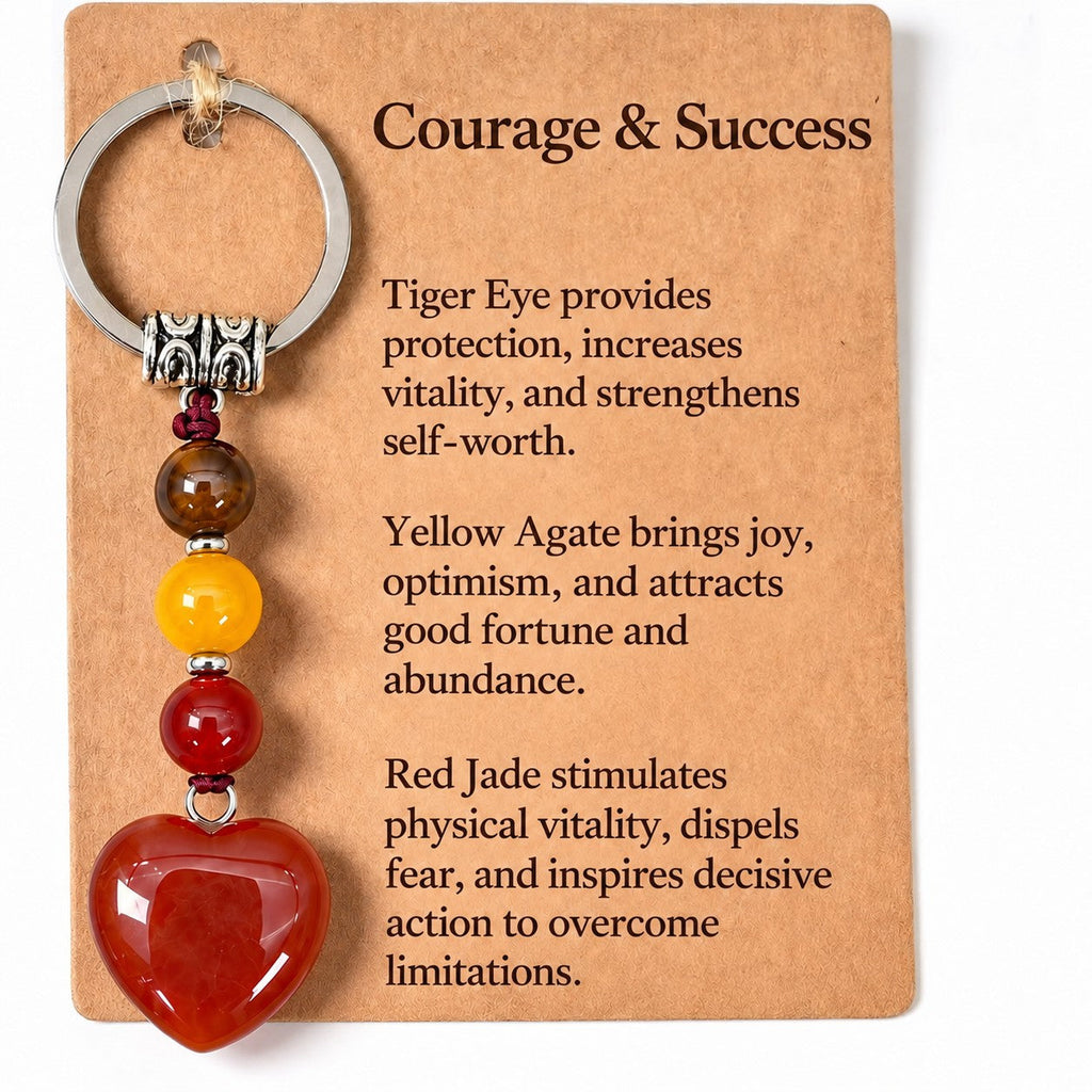 Natural Gemstone Heart Dangle Bag Charm Key Chain | 40KC197