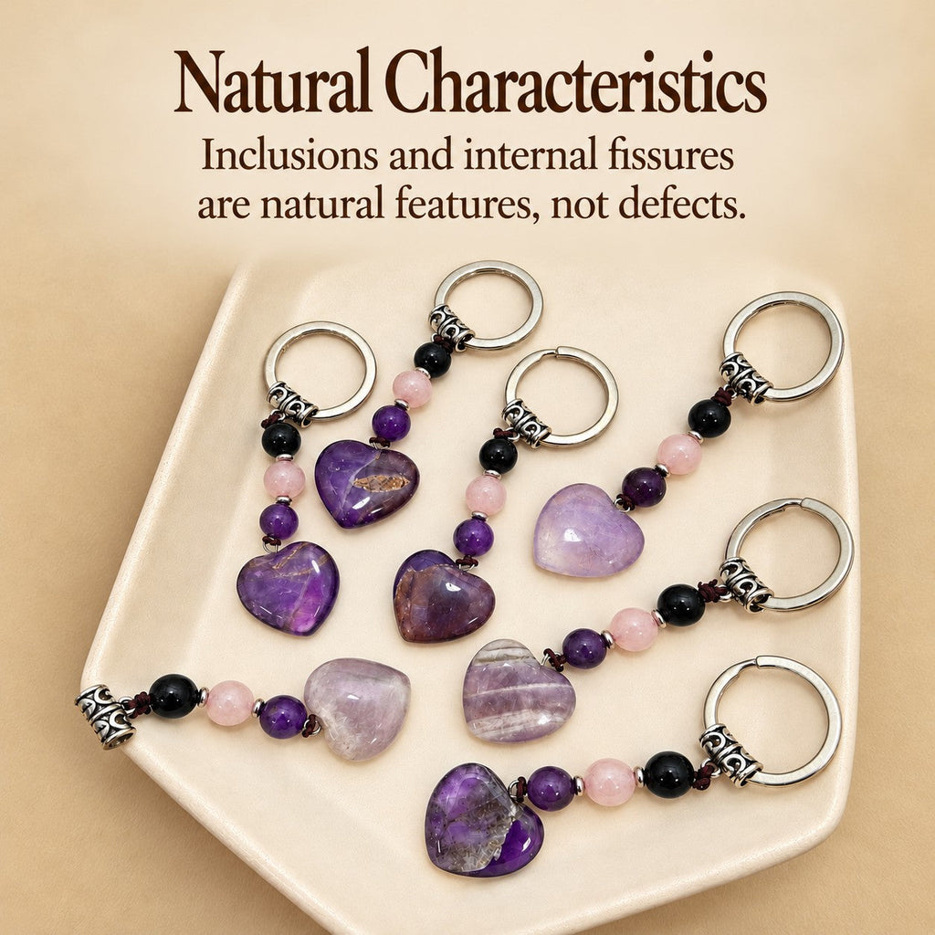 Natural Gemstone Heart Dangle Bag Charm Key Chain | 40KC197