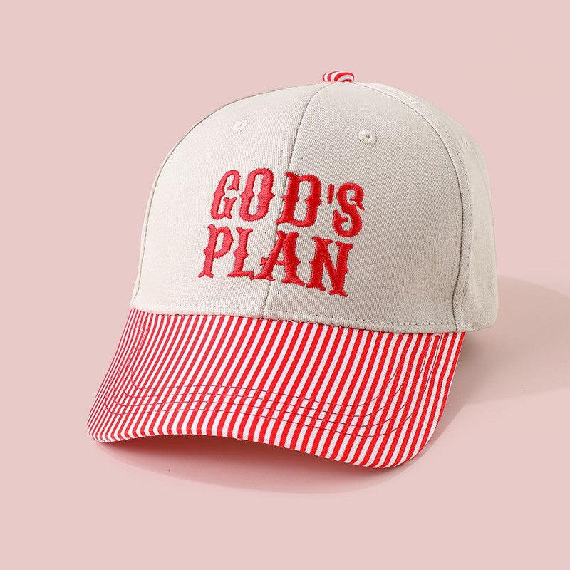 Embroidery "GOD'S PLAN" Striped Brim Baseball Cap | 40HW766