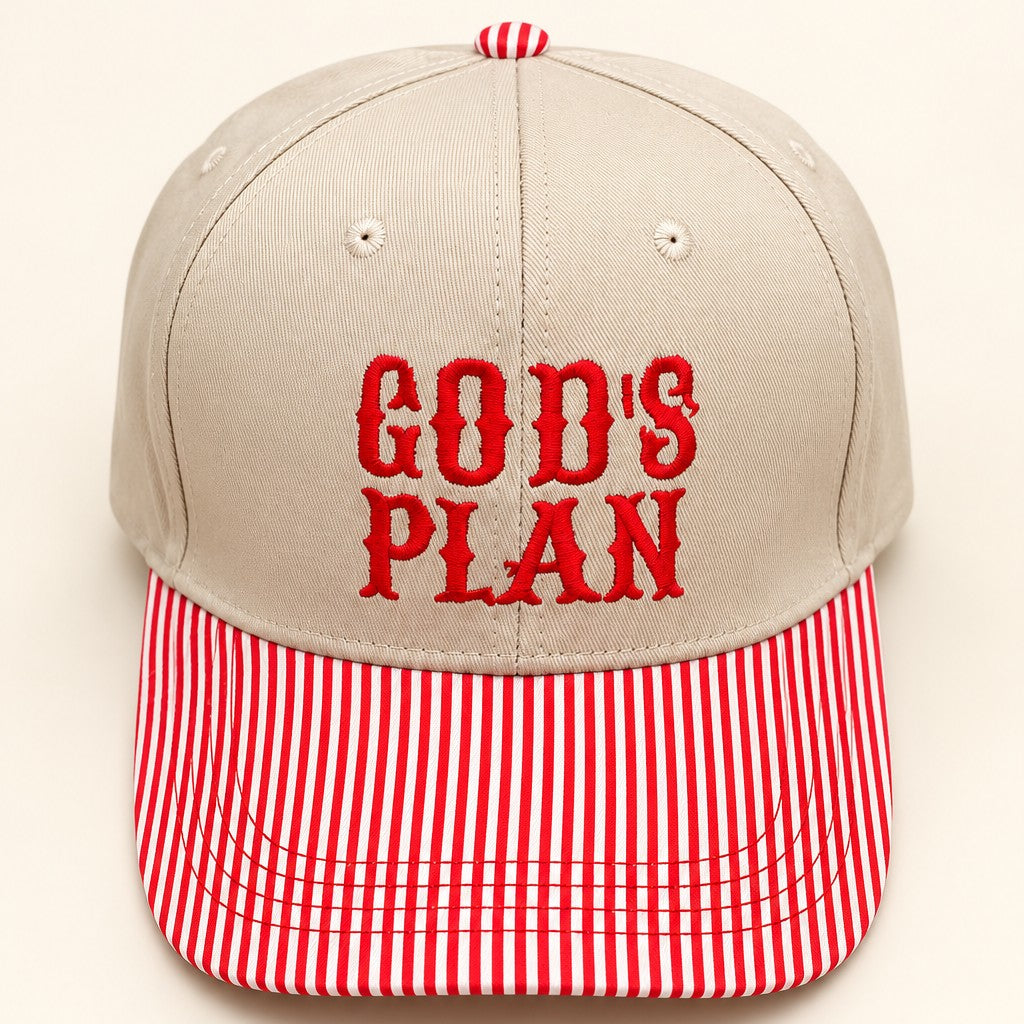 Embroidery "GOD'S PLAN" Striped Brim Baseball Cap | 40HW766