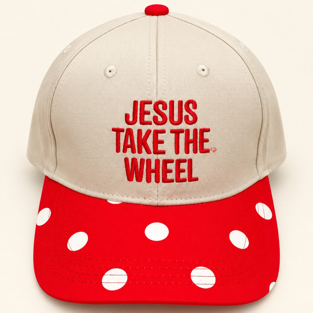 "JESUS TAKE THE WHEEL" Polka Dot Baseball Cap | 40HW767