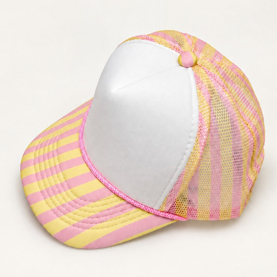 Pastel Striped Mesh Trucker Hat | 40HW768