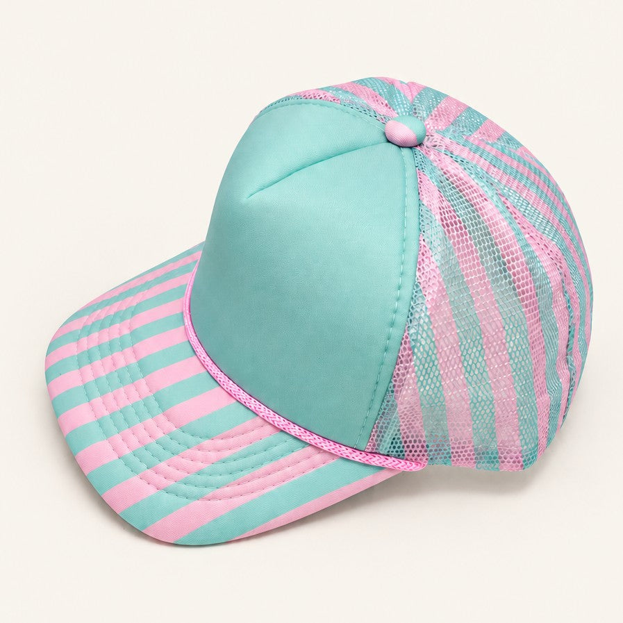 Pastel Striped Mesh Trucker Hat | 40HW768