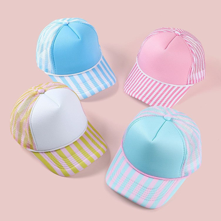 Pastel Striped Mesh Trucker Hat | 40HW768