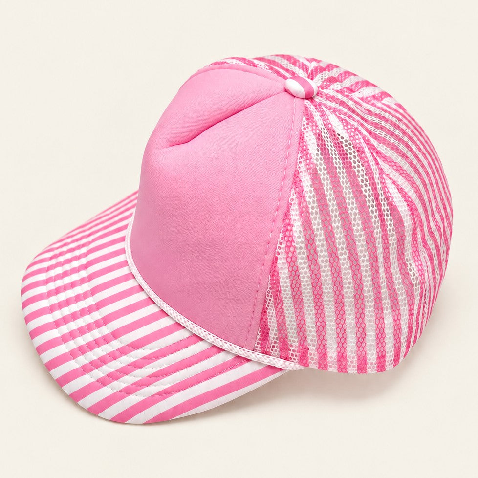 Pastel Striped Mesh Trucker Hat | 40HW768