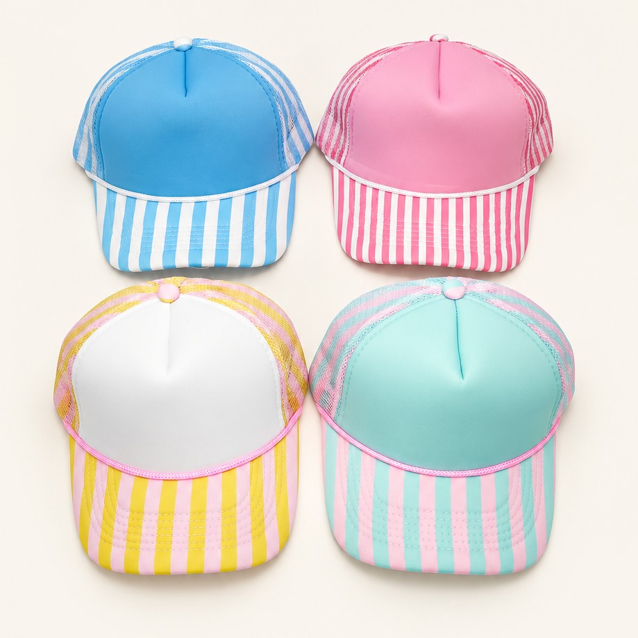 Pastel Striped Mesh Trucker Hat | 40HW768