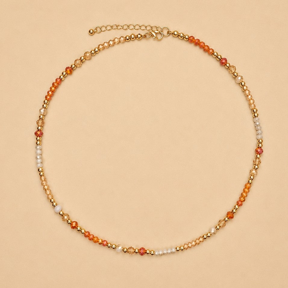 Faceted Glass Bead & Gold Accent Beaded Necklace | 40NK9793