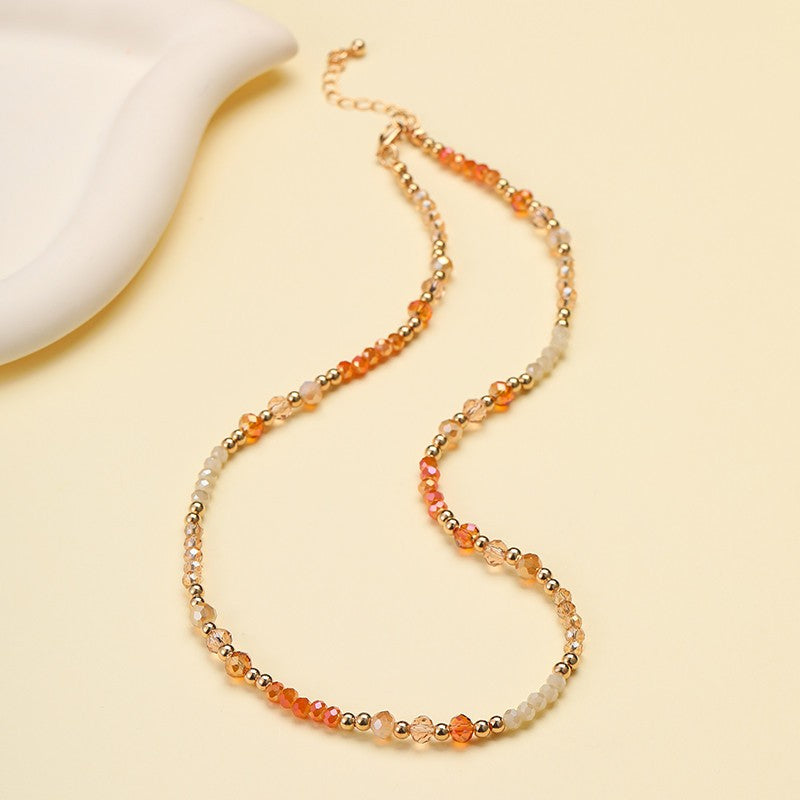 Faceted Glass Bead & Gold Accent Beaded Necklace | 40NK9793