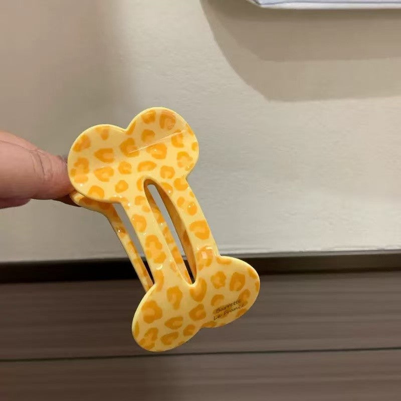 Animal Print Dog Bone-Shaped Hair Claw Clips | 40H1217
