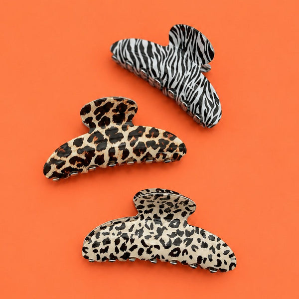 Animal Print Curved Hair Claw Clips | 40H1213