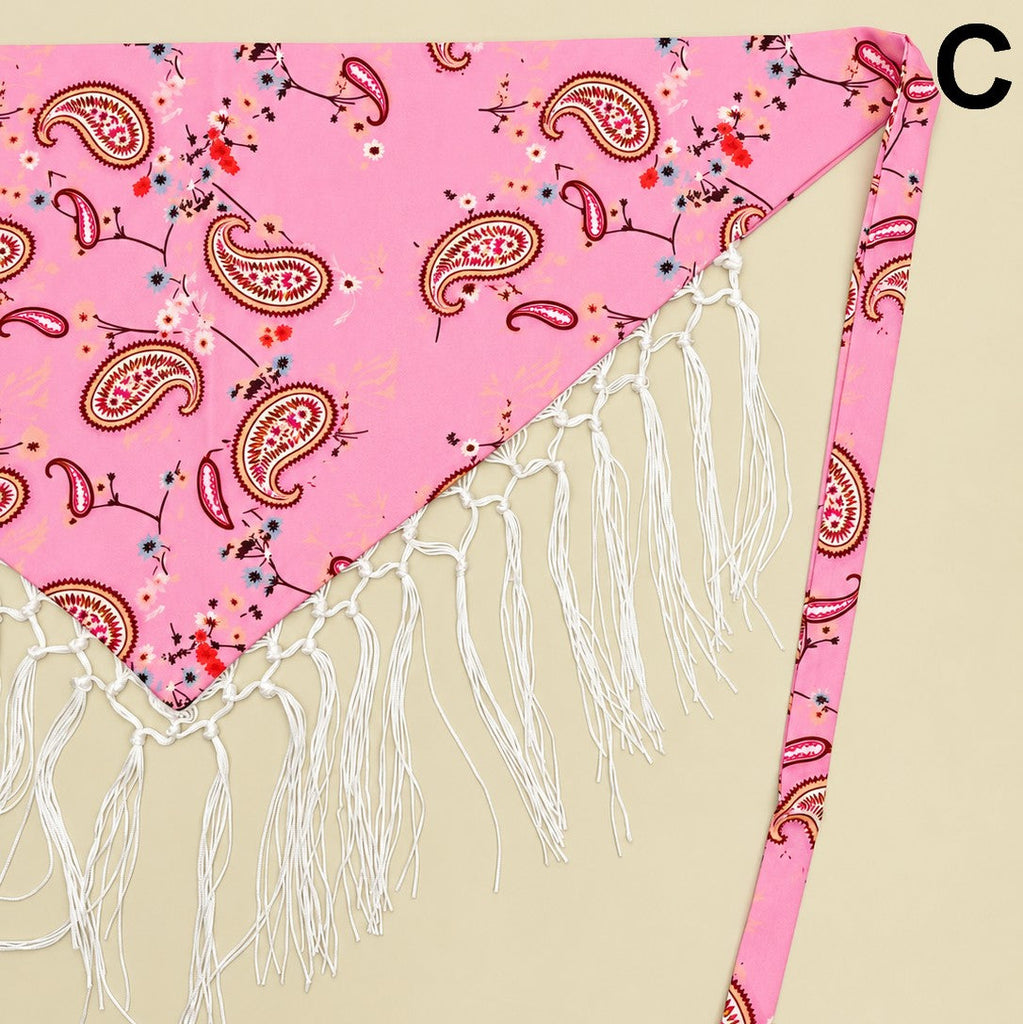 Paisley Print Fringe Triangle Hip Scarf Belt | 40SC752