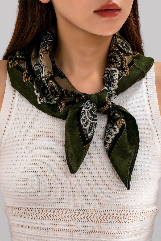 Vintage Botanical Floral Paisley Square Scarf | 80SC3105