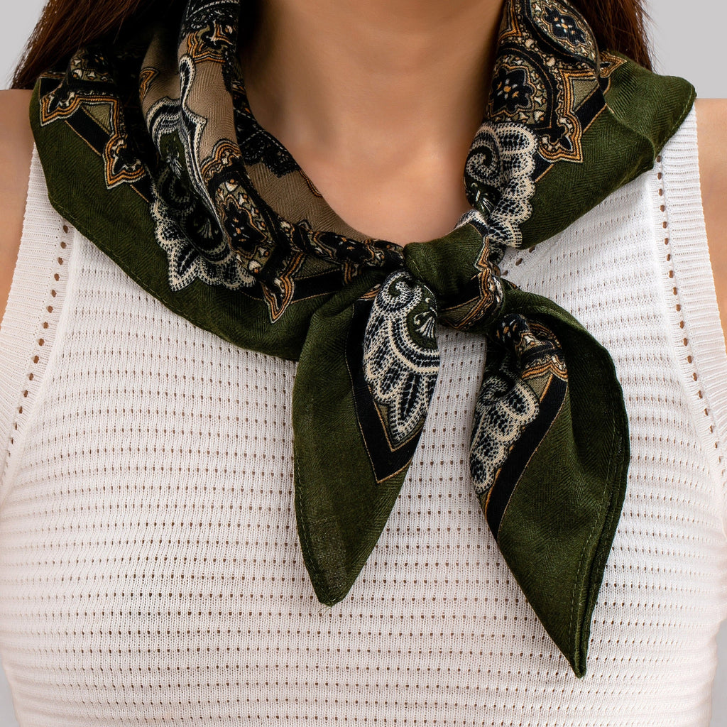 Vintage Botanical Floral Paisley Square Scarf | 80SC3105