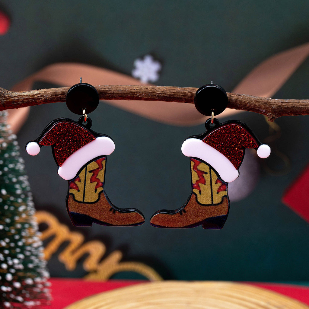 Santa Hat & Western Cowboy Drop Earrings | 80E63506