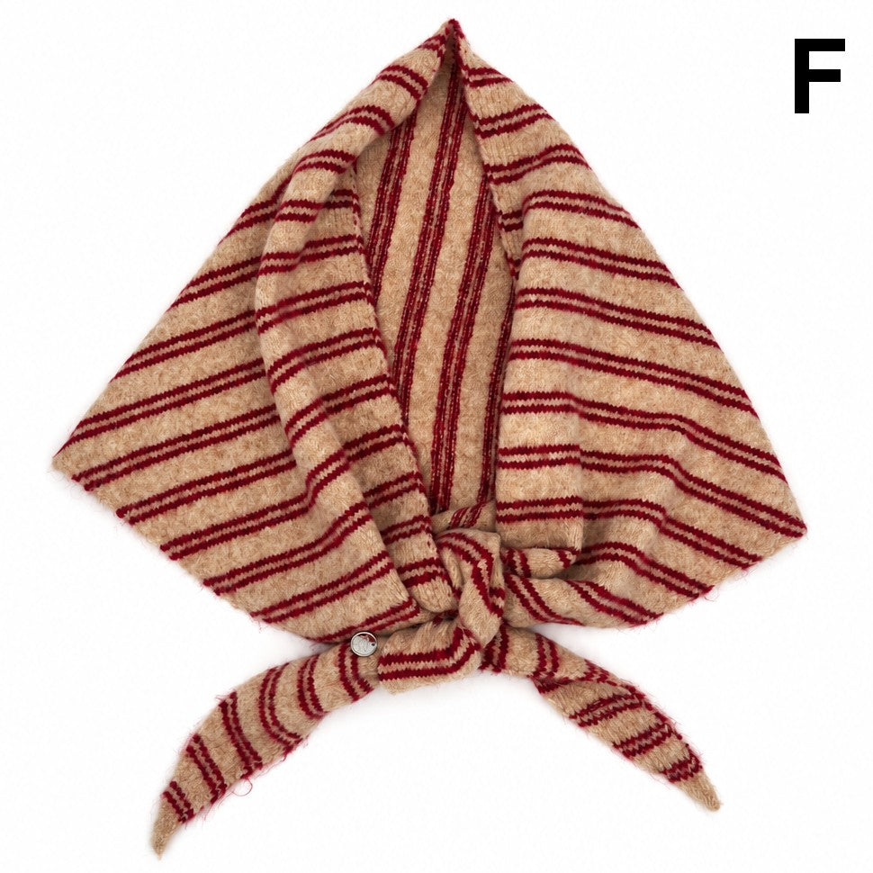 Striped Triangle Neck Scarf Shawl | 40SC747