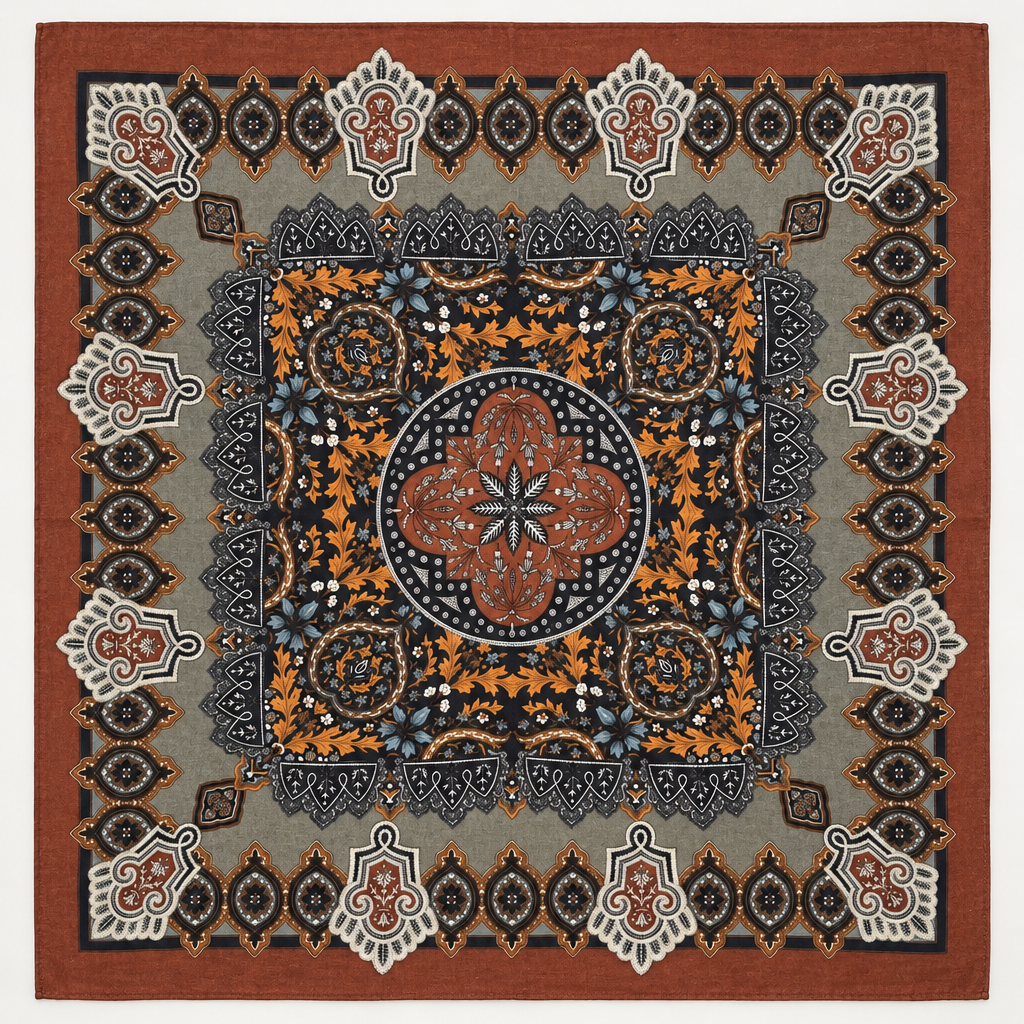 Vintage Botanical Floral Paisley Square Scarf | 80SC3105
