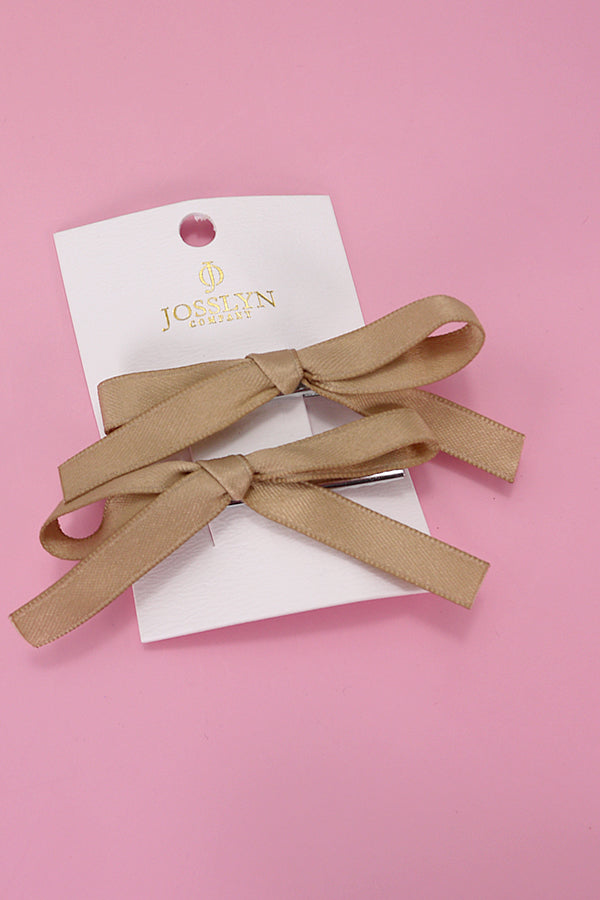SOFT SILKY BOW HAIR PIN PAIR | 40H732
