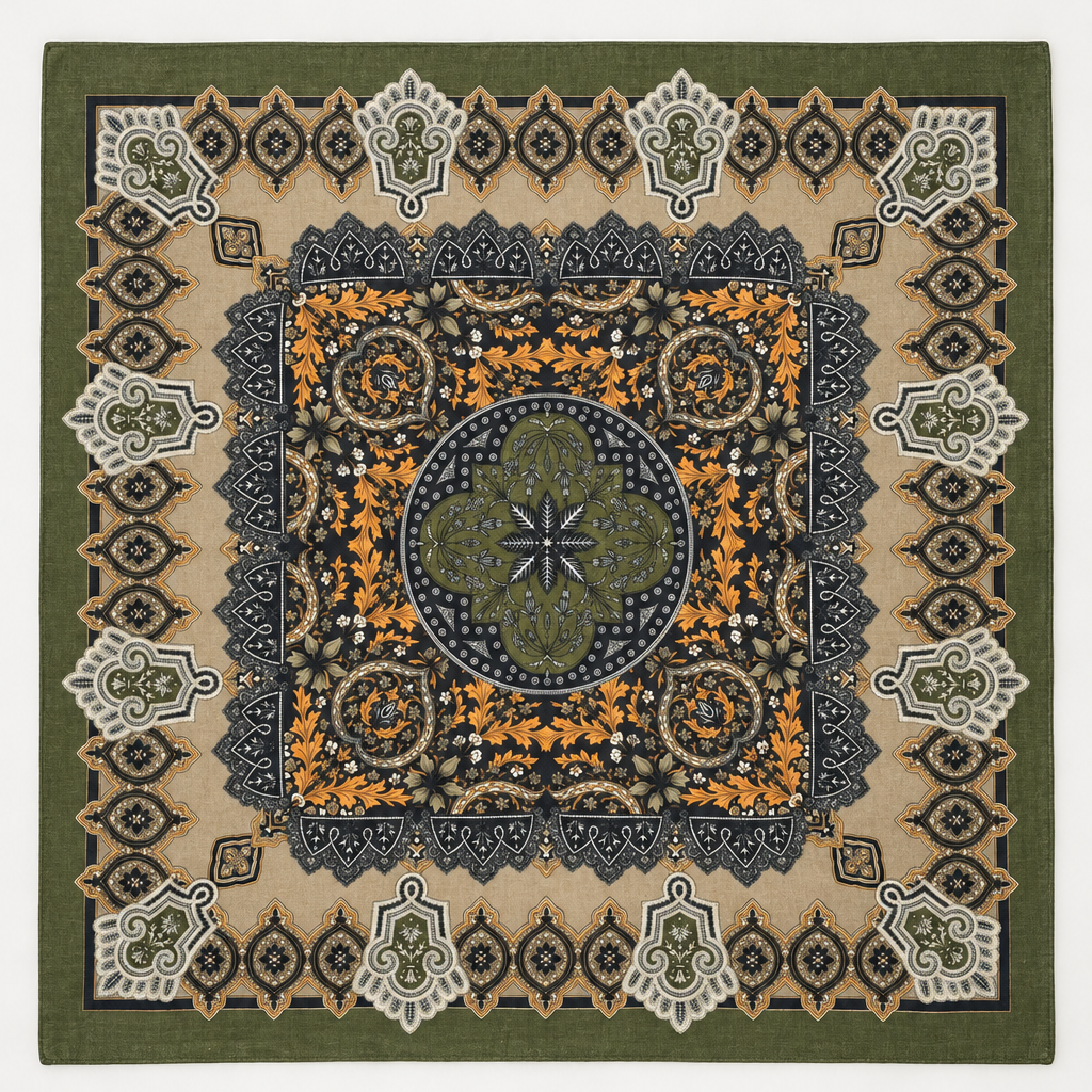 Vintage Botanical Floral Paisley Square Scarf | 80SC3105