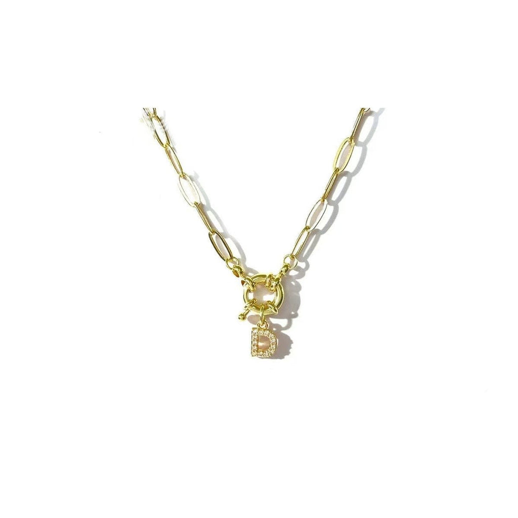 18K STAINLESS STEEL RHINESTONE INITIAL NECKLACE | 40NK9486