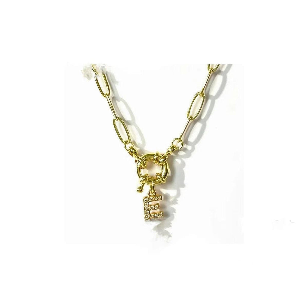 18K STAINLESS STEEL RHINESTONE INITIAL NECKLACE | 40NK9486