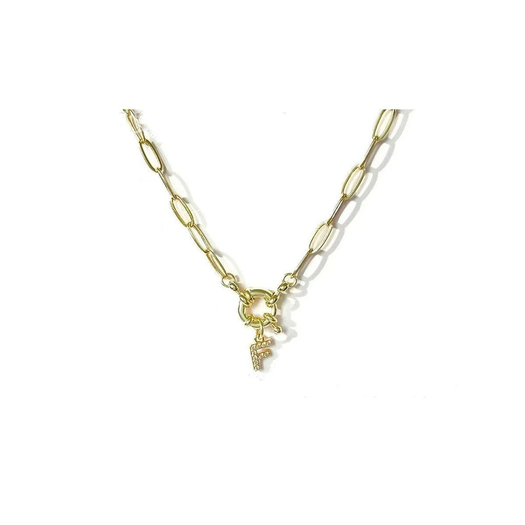 18K STAINLESS STEEL RHINESTONE INITIAL NECKLACE | 40NK9486
