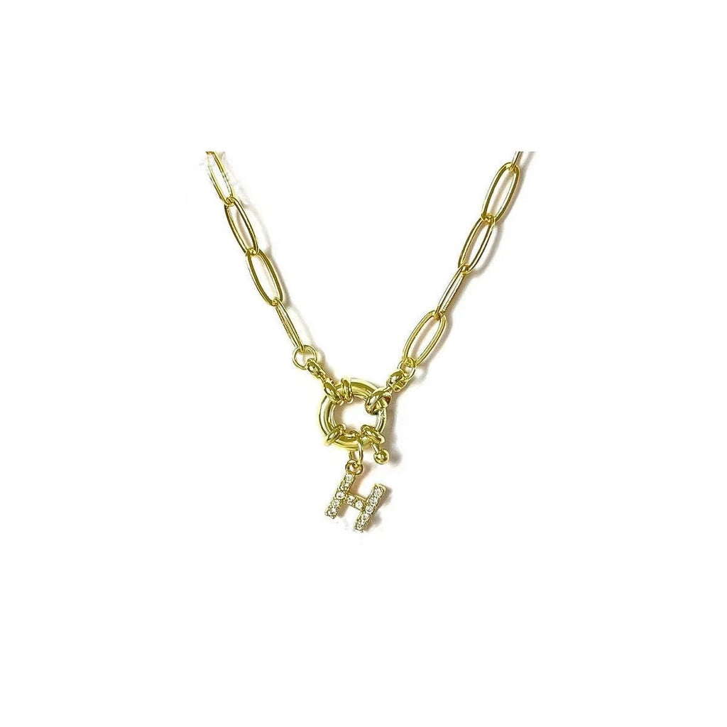 18K STAINLESS STEEL RHINESTONE INITIAL NECKLACE | 40NK9486