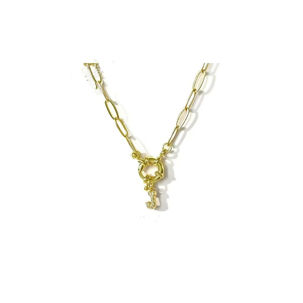 18K STAINLESS STEEL RHINESTONE INITIAL NECKLACE | 40NK9486