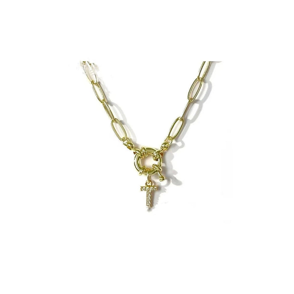 18K STAINLESS STEEL RHINESTONE INITIAL NECKLACE | 40NK9486