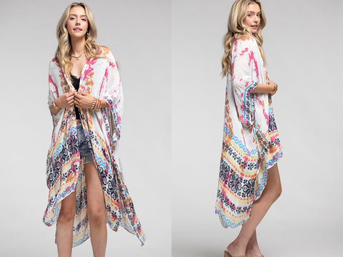 Tie Dye with Ethnic Border Motif Kimono