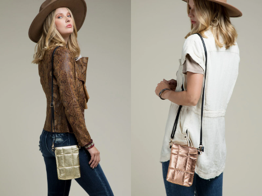 4 Color Insulated Metallic Bubble Cross Body Bag with Strap | Moon Dust | Rose Gold | Gold | Black