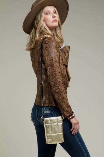 4 Color Insulated Metallic Bubble Cross Body Bag with Strap | Moon Dust | Rose Gold | Gold | Black