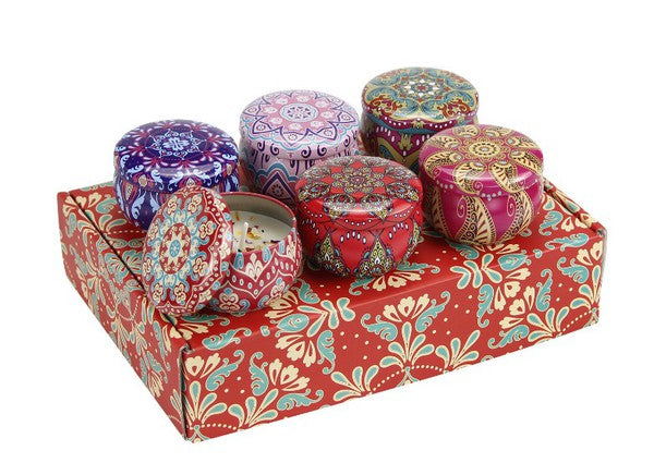 CANDLE NATURAL SOY AROMATHERAPY 6PC SET TIN | 90C101