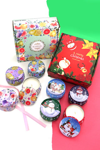 4PC Soy Aroma Therapy Candle Sets - Fruit Set | Xmas Set | Natural Therapeutic Grade Scented Candle | Smokeless Candle